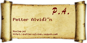 Petter Alvián névjegykártya
